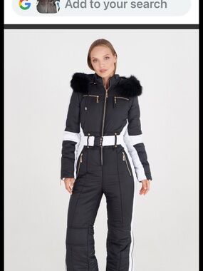 Black & White Faux-Fur Hooded Ski Jumpsuit